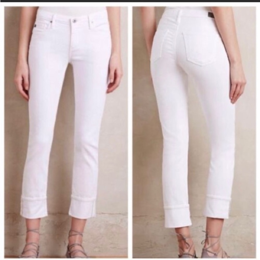AG Adriano Goldschmied Stevie Slim Straight Cuffed Ankle Jeans | White | 28